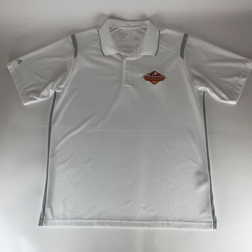 Arizona Fall League AFL White Gray Antigua Athletic Polo Shirt Mens Large